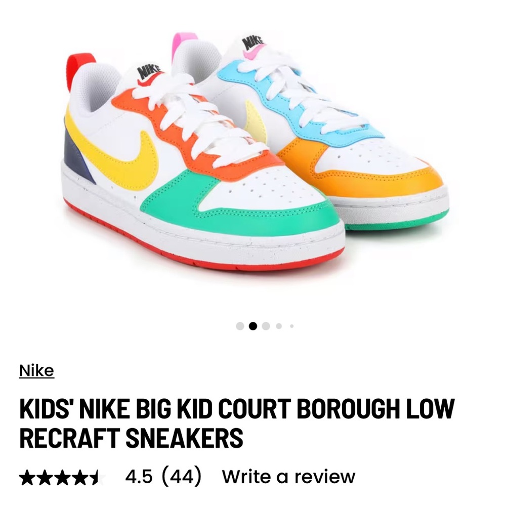 Nike Kids' Court Borough Low Sneakers - Orange, Yellow, Blue, White